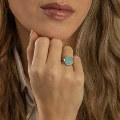 Groothandel 🥰 My Bendel - Ring Zilver - Met Blauwe Amazoniet Edelsteen - My Bendel - Schitterde Ring Met 12 Mm Ronde Amazoniet Edelsteen - De Aderen In Deze Steen Maken Iedere Ring Uniek - Met Luxe Cadeauverpakking 👍 -Sieraden-horloges Winkel 550x550 29
