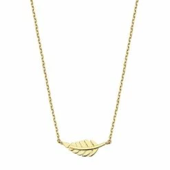 Aanbiedingen 🌟 New Bling Goud 9NBG 0026 14 Karaat Gouden Collier Met Hanger - Veer - Goud ✔️