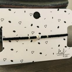 Groothandel ❤️ Lief Label Armbandje Beads Black Heart Zilver 🎉