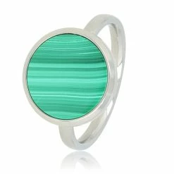 Goedkoopste 🔥 My Bendel - Ring Zilver - Met Groene Malachiet Steen - My Bendel - De Aderen In Deze Groene Stenen Ring Geven De Ring Een Levendige En Warme Uitstraling - Met Luxe Cadeauverpakking ✔️
