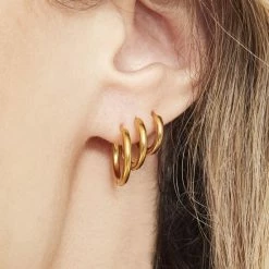 Beste Verkoop 🧨 Yehwang Oorbel Little Hoops 1.2mm - Goudkleurig - RVS ✨