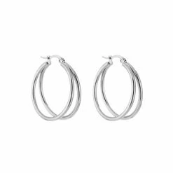 Nieuw 😉 Michelle Bijoux Oorringen Dubbel Hoop Zilver JE14219 🎁