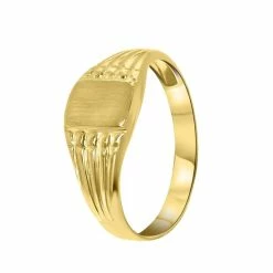 Coupon 💯 Lucardi - Unisex - Kinder Ring - Vierkant - Cadeau - 18 Karaat Goud - Goudkleurig 🎉