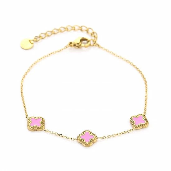 Flash-uitverkoop ❤️ Michelle Bijoux Armband (Sieraad) Armband 3 Klavers Pink Goud JE14110 💯 3 Flash-uitverkoop ❤️ Michelle Bijoux Armband (Sieraad) Armband 3 Klavers Pink Goud JE14110 💯
