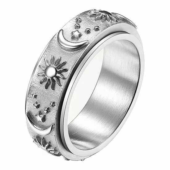 Uitgang π Despora Anxiety Ring - (zon Maan) - Stress Ring - Fidget Ring - Draaibare Ring - Angst Ring - Spinner Ring - Zilver Kleurig - (16.50 Mm / Maat 52) π 3 Uitgang π Despora Anxiety Ring - (zon Maan) - Stress Ring - Fidget Ring - Draaibare Ring - Angst Ring - Spinner Ring - Zilver Kleurig - (16.50 Mm / Maat 52) π