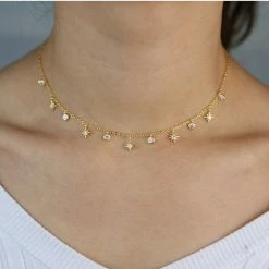 Gloednieuw 👍 Yehwang Twinkle Star Choker - 18k Vergulde Ster Choker Met Stenen 😉
