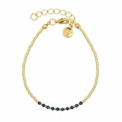 Kopen 💯 Mint15 Armband 'Little Faceted Beads - Navy Blue' - Goud 🛒
