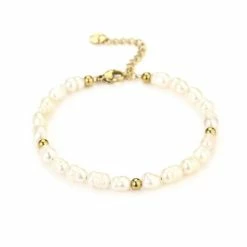 Korting ❤️ Michelle Bijoux Armband (Sieraad) Armband Zoetwaterparels Balls Goud JE14075 ✨