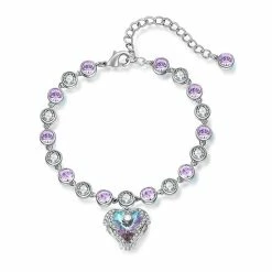 Kopen ✨ QoF Paarse Swarovski® Kristal Hart Armband 🎁