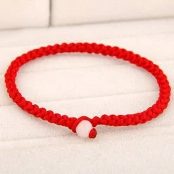 Begroting ⭐ Megasieraden - Rode Gevlochten Armband Met Kraal ✨