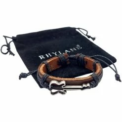 Flash-uitverkoop 👏 Rhylane – Armband Met Gitaar– Leder En Touw – 17.5 + 14 Cm - Zwart Met Bruin 🔥 -Sieraden-horloges Winkel 550x550 602