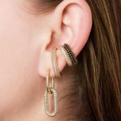 Nieuw 🌟 Yehwang Earcuff Zwarte Stenen Zilver 0288979-118 🥰