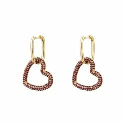 Begroting 😀 Yehwang Hidzo Oorbellen - Hart - Paars / Goud - 🧨