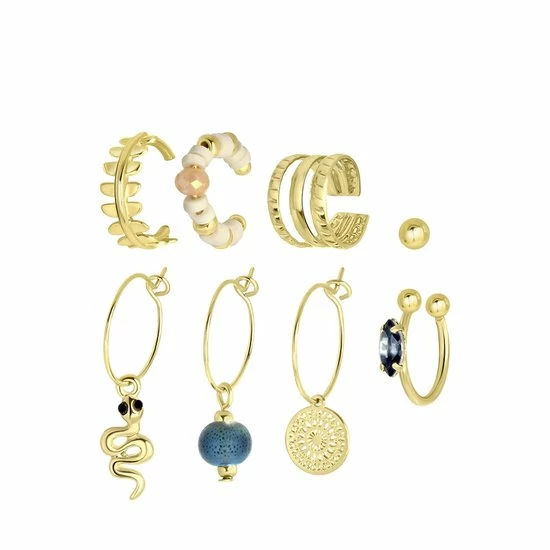 Uitgang 💯 Lucardi - Dames Oorbellen Set Met Earcuffs - Oorbellen - Cadeau - Bijoux - Goudkleurig ✔️ 3 Uitgang 💯 Lucardi - Dames Oorbellen Set Met Earcuffs - Oorbellen - Cadeau - Bijoux - Goudkleurig ✔️