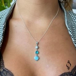Aanbiedingen 😀 Zendro - Halsketting Dames – Larimar Hanger - Zilver Ketting - Edelsteen Hanger – Sieraden Vrouw 🌟 -Sieraden-horloges Winkel 550x550 669