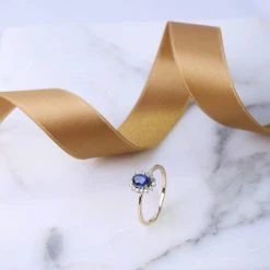 Aanbiedingen 😍 Lucardi - Diamond Luxury - 14 Karaat Geelgouden Ring Saffier Met Diamant 🛒 -Sieraden-horloges Winkel 550x550 691