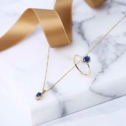 Aanbiedingen 😍 Lucardi - Diamond Luxury - 14 Karaat Geelgouden Ring Saffier Met Diamant 🛒 -Sieraden-horloges Winkel 550x550 693