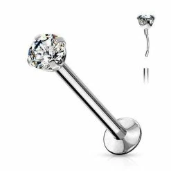 Nieuw ⌛ LMPiercings NL Piercing Push In - Witte CZ Ronde Steen 1X8 ✔️