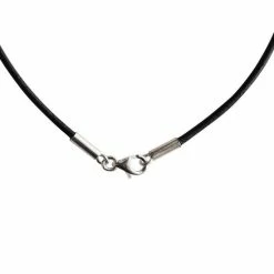 Coupon 🔔 AuBor ®. Leren Ketting Met Zilveren Sluiting. Zwart. 2mm × 60cm 🤩