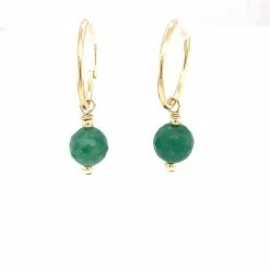 Groothandel 🤩 Pat's Jewels Oorbellen Dames - Oorringen - Goldfilled - Edelsteenhanger - Groen 🧨