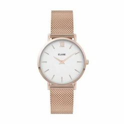 Beste Verkoop 🤩 Cluse Minuit Mesh White, Rose Gold Colour 👍