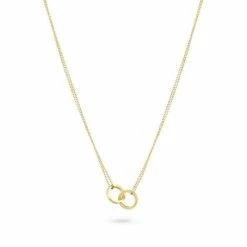 Uitgang ✨ Twice As Nice Halsketting In Goudkleurig Edelstaal, 2 Open Cirkels 40 Cm+5 Cm ✔️