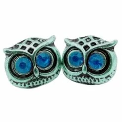 Aanbiedingen 😉 Rhylane –Uil Oorknopjes – Vintage Zilver & Blauwe Steentjes - Fashion Oorbellen – Vrouwen – Oorbellen – 10 Bij 9 Mm 🛒