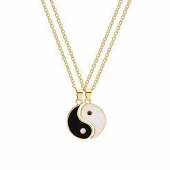 Goedkoopste 🛒 Bixorp Friends BFF Ketting Voor 2 Met Yin Yang 2 Helften Goudkleurig - Vriendschapsketting Meisjes - Best Friends Ketting Vriendschap Cadeau Voor Twee 👍