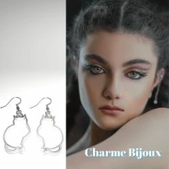 Beste deal 👍 Lange-Grote-Poes-Oorbellen-Metaal-Zilverkleur-Charme Bijoux 🎁 -Sieraden-horloges Winkel 550x550 804