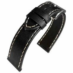 Gloednieuw 🤩 NATOS.com Kalfslederen Horlogebandje Zwart 20mm 😍