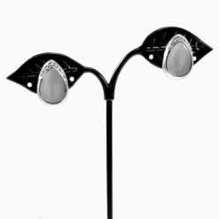 Goedkoop ⭐ Esde2 Druppelvorm Clip-on Oorbellen Dames - Oorclips Met Lichtgrijs Cabochon En Strass ✨ -Sieraden-horloges Winkel 550x550 875