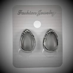 Goedkoop ⭐ Esde2 Druppelvorm Clip-on Oorbellen Dames - Oorclips Met Lichtgrijs Cabochon En Strass ✨ -Sieraden-horloges Winkel 550x550 876