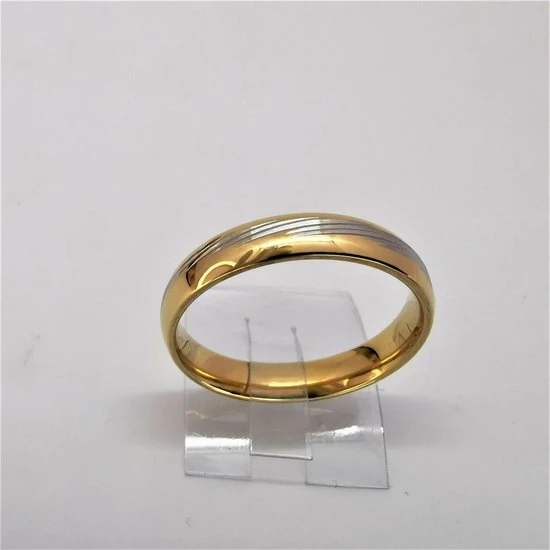 Gloednieuw β Lili 41 Edelstaal Goudkleur Ring Met Zilver Schuinstreep In Midden, Deze Ring Is Tijdloze Stijl, In Maat 19 π 7 Gloednieuw β Lili 41 Edelstaal Goudkleur Ring Met Zilver Schuinstreep In Midden, Deze Ring Is Tijdloze Stijl, In Maat 19 π - Afbeelding 5
