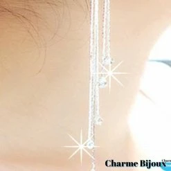 Goedkoop ⌛ Lange Oorbellen- Dubbel - Zilverkleurig-Strass-Charme Bijoux 🌟 -Sieraden-horloges Winkel 550x550 935