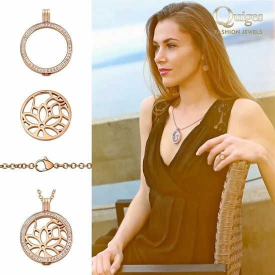 Korting π Quiges - Munthouder Met Ketting En Munt 33mm Zirkonia Infinity - Rosegoudkleurig - ERHS920 π 4 Korting π Quiges - Munthouder Met Ketting En Munt 33mm Zirkonia Infinity - Rosegoudkleurig - ERHS920 π - Afbeelding 2