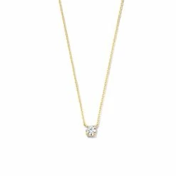 Uitgang 🌟 Sparkle14 Ketting Zirkonia 0,8 Mm 42 Cm - Goud 😀