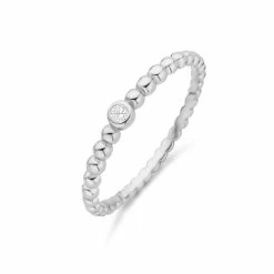 Promo 😀 New Bling 9NB-0760-54 Zilveren Ring - Dames - Bolletjes - Zirkonia - 2.7 Mm Doorsnee - Maat 54 - Rhodium - Zilver ✨