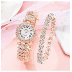 Beste Verkoop 💯 Fiory Sieradenset Horloge Armband| Rose Goud| Horloge | Armband | Volledig Vol Met Steentjes| Bling Bling| Luxe Sieraden| Rose Goud En White 💯