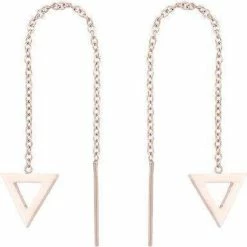 Promo 🤩 Aramat Jewels ® - Stalen Rosékleurige Doortrekoorbellen Driehoek 🥰