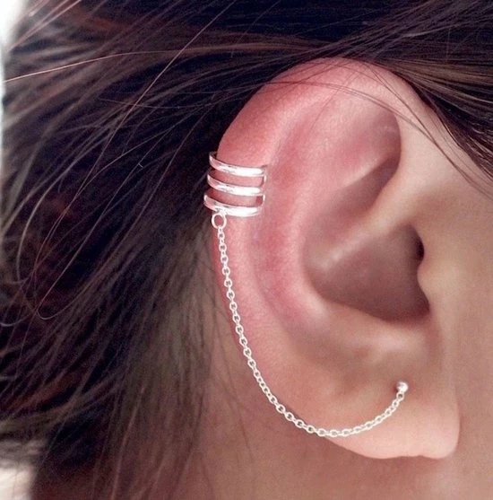 Goedkoopste π La Rosa Princesa Trio Chain Oorbellen Ear Cuff Oorklem | Zilver Goud Plating π 4 Goedkoopste π La Rosa Princesa Trio Chain Oorbellen Ear Cuff Oorklem | Zilver Goud Plating π - Afbeelding 2