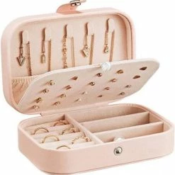 Goedkoop 🧨 A&K Luxe Sieradenbox Opberger - Sieraden Doos - Juwelen Doos - Opbergbox - Reis Juwelen Opbergdoos - Leer Zacht Roze - Ketting/Oorbellen/Ring/Horloge - Dames/Meisjes 🛒