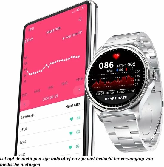 Goedkoop 🛒 Belesy® MARS - Smartwatch Dames - Smartwatch Heren - Horloge - Bloeddruk - ECG - Stappenteller - 1.3 Inch - Kleurenscherm - Full Touch - Zilver - Staal - Schakel 🔔 14 Goedkoop 🛒 Belesy® MARS - Smartwatch Dames - Smartwatch Heren - Horloge - Bloeddruk - ECG - Stappenteller - 1.3 Inch - Kleurenscherm - Full Touch - Zilver - Staal - Schakel 🔔 - Afbeelding 12