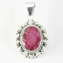 Gloednieuw โจ AsiAsia Bewerkte Zilveren Hanger Met Robijn ๐