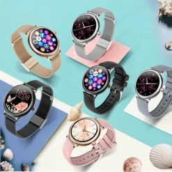 Nieuw 🎉 Belesy® CHARMING - Smartwatch Dames - Horloge - 1.3 Inch - Kleurenscherm - Stappenteller - Bloeddruk - Hartslag - Maak Je Eigen ⌚ Watchfaces - Staal – Zwart 🛒 -Sieraden-horloges Winkel 550x564