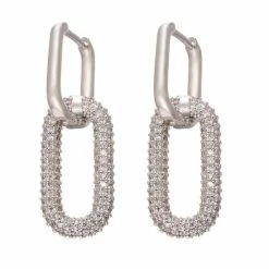 Goedkoop 🔔 Jobo By Jet - Sparkle Earrings - Zilverkleurig - Ovalen Dames Oorbellen Met Hanger ✔️