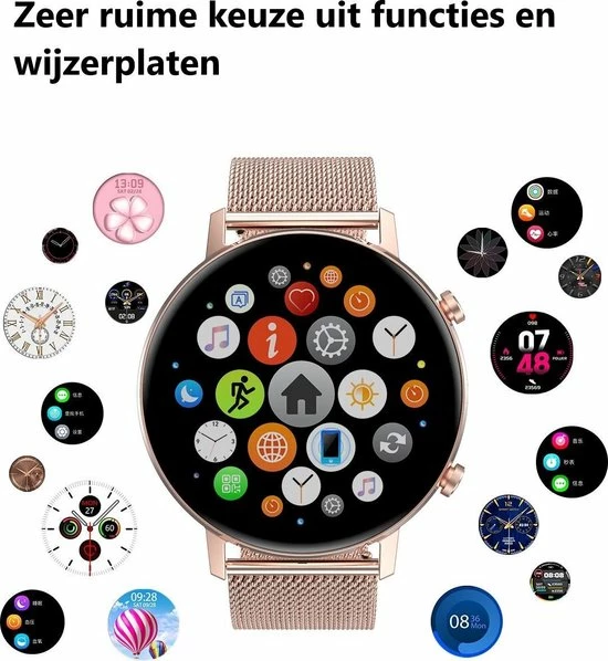 Aanbiedingen 😉 Belesy® Eighteen - Smartwatch Dames - Smartwatch Heren - Horloge - Full Circle - Super Mooi Scherm - 18 Wijzerplaten - Stappenteller - Bloeddruk - Mutli Sport - Milanees - Staal - Goud 😀 6 Aanbiedingen 😉 Belesy® Eighteen - Smartwatch Dames - Smartwatch Heren - Horloge - Full Circle - Super Mooi Scherm - 18 Wijzerplaten - Stappenteller - Bloeddruk - Mutli Sport - Milanees - Staal - Goud 😀 - Afbeelding 5