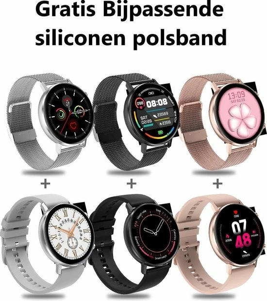 Aanbiedingen 😉 Belesy® Eighteen - Smartwatch Dames - Smartwatch Heren - Horloge - Full Circle - Super Mooi Scherm - 18 Wijzerplaten - Stappenteller - Bloeddruk - Mutli Sport - Milanees - Staal - Goud 😀 12 Aanbiedingen 😉 Belesy® Eighteen - Smartwatch Dames - Smartwatch Heren - Horloge - Full Circle - Super Mooi Scherm - 18 Wijzerplaten - Stappenteller - Bloeddruk - Mutli Sport - Milanees - Staal - Goud 😀 - Afbeelding 11