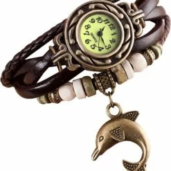 Gloednieuw 👏 Fako® - Armband Horloge - Dolfijn - Bruin - Sinterklaas & Kerst 🔔