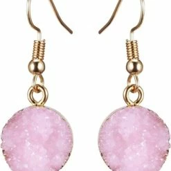 Nieuw π₯ Liefs Jade Oorbellen Dames | Oorhangers Dames | Goudkleurige Oorbellen Met Roze Hanger | Schoencadeautje Sinterklaas | Black Friday 2022 | Kerst | Kerstcadeau Voor Vrouwen β€οΈ