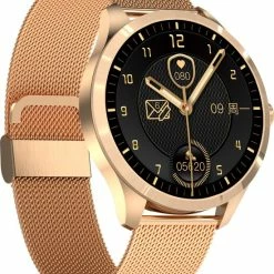 Goedkoopste ⌛ Belesy® Y6 Pro 2022 - Smartwatch Dames - Smartwatch Heren - Android - IOS - Horloge - 1.28 Inch - Kleurenscherm - Stappenteller - Bloeddruk - Hartslag - 75+ Wijzerplaten - Sporten - Staal - Goud 🥰